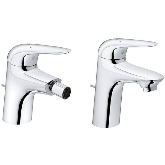 Set di miscelatori lavabo e bidet con piletta di scarico inclusa Grohe Eurostyle New