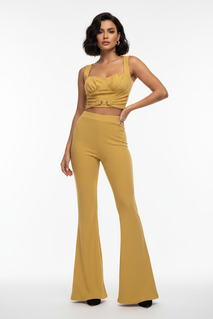 Completo Donna Estivo Due Pezzi con Pantaloni Palazzo e Top Senza Maniche