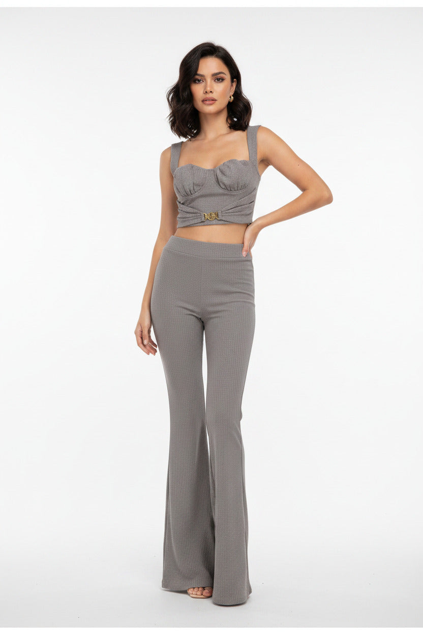 Completo Donna Estivo Due Pezzi con Pantaloni Palazzo e Top Senza Maniche