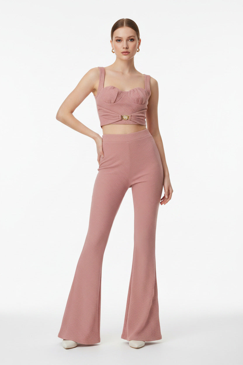 Completo Donna Estivo Due Pezzi con Pantaloni Palazzo e Top Senza Maniche
