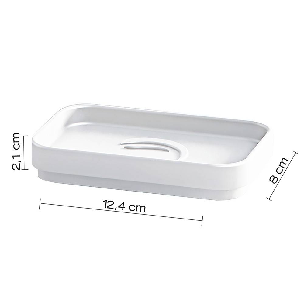 Set Dosasapone, Portaspazzolini e Portasapone d'appoggio Gedy linea Seventy bianco