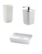 Set Dosasapone, Portaspazzolini e Portasapone d'appoggio Gedy linea Seventy bianco