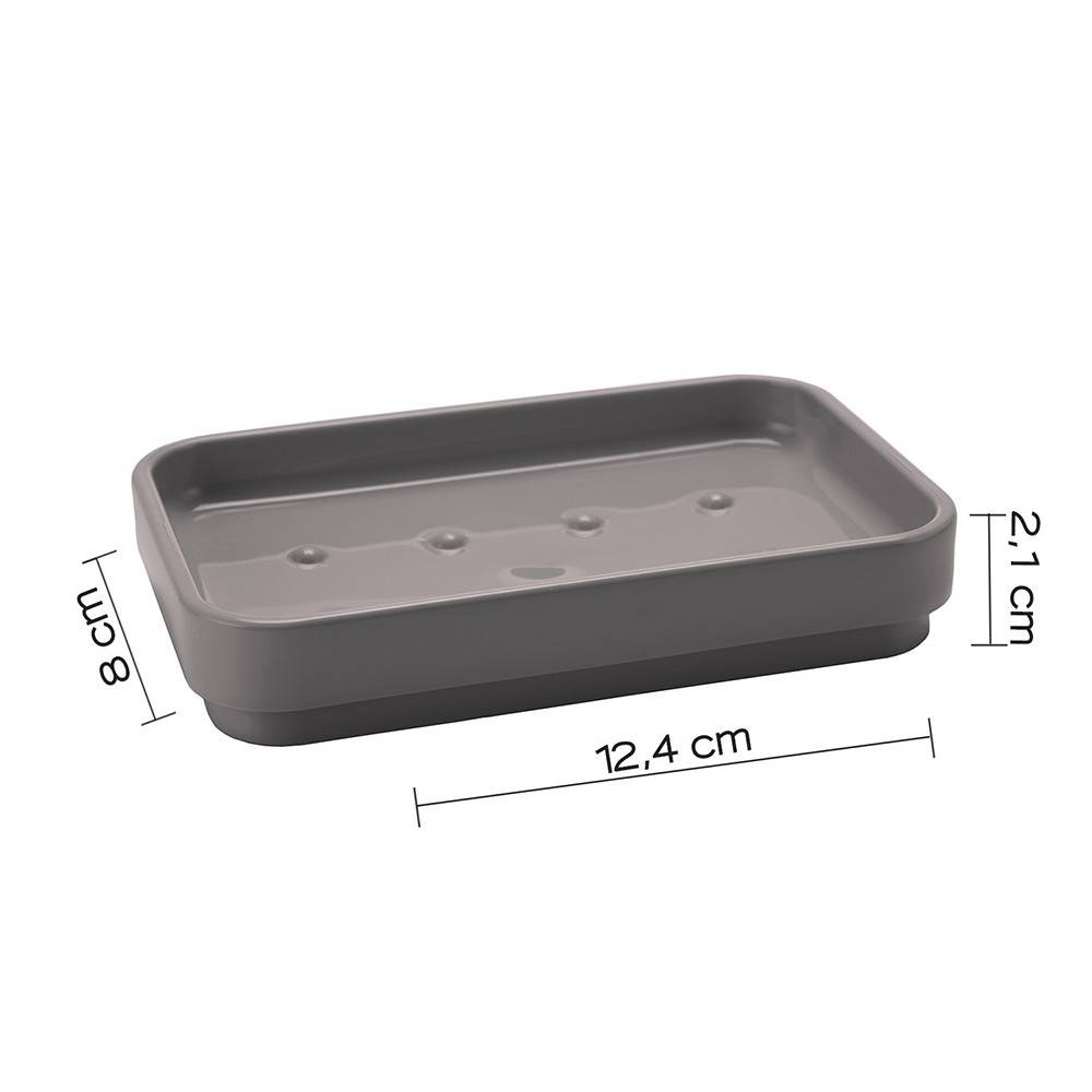 Set portaspazzolini, dosasapone e portasapone d' appoggio Gedy linea Seventy grigio