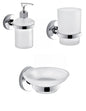 Gedy Felce chrome wall-mounted toothbrush holder, soap dispenser, and soap dish set