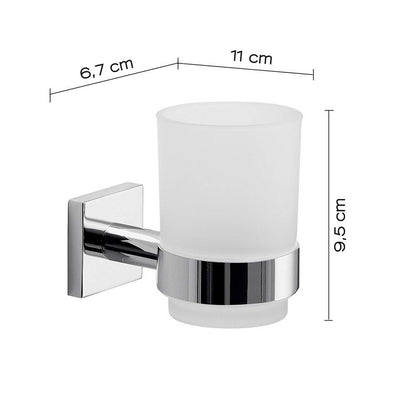 Set portaspazzolini, dosasapone e portasapone da muro Gedy linea Fuji cromato