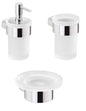 Gedy Pirenei chrome wall-mounted toothbrush holder set, soap dispenser, and soap dish