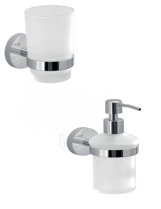 Set portaspazzolini e dosasapone da muro Gedy linea Eros cromato