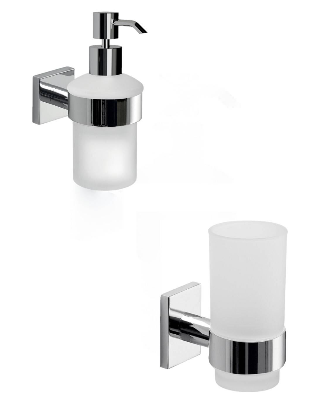 Set portaspazzolini e dosasapone da muro Gedy linea Fuji cromato
