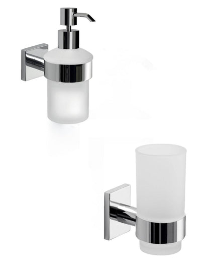Set portaspazzolini e dosasapone da muro Gedy linea Fuji cromato
