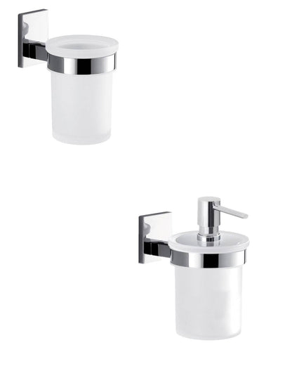 Set portaspazzolini e dosasapone da muro Gedy linea Maine cromato