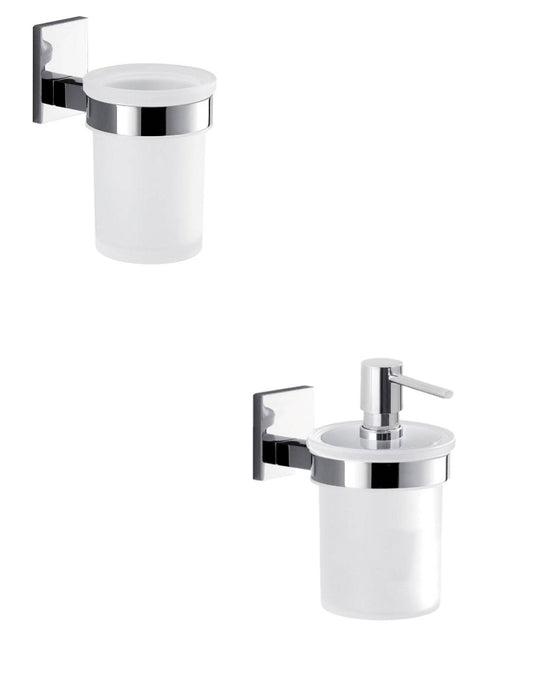 Set portaspazzolini e dosasapone da muro Gedy linea Maine cromato