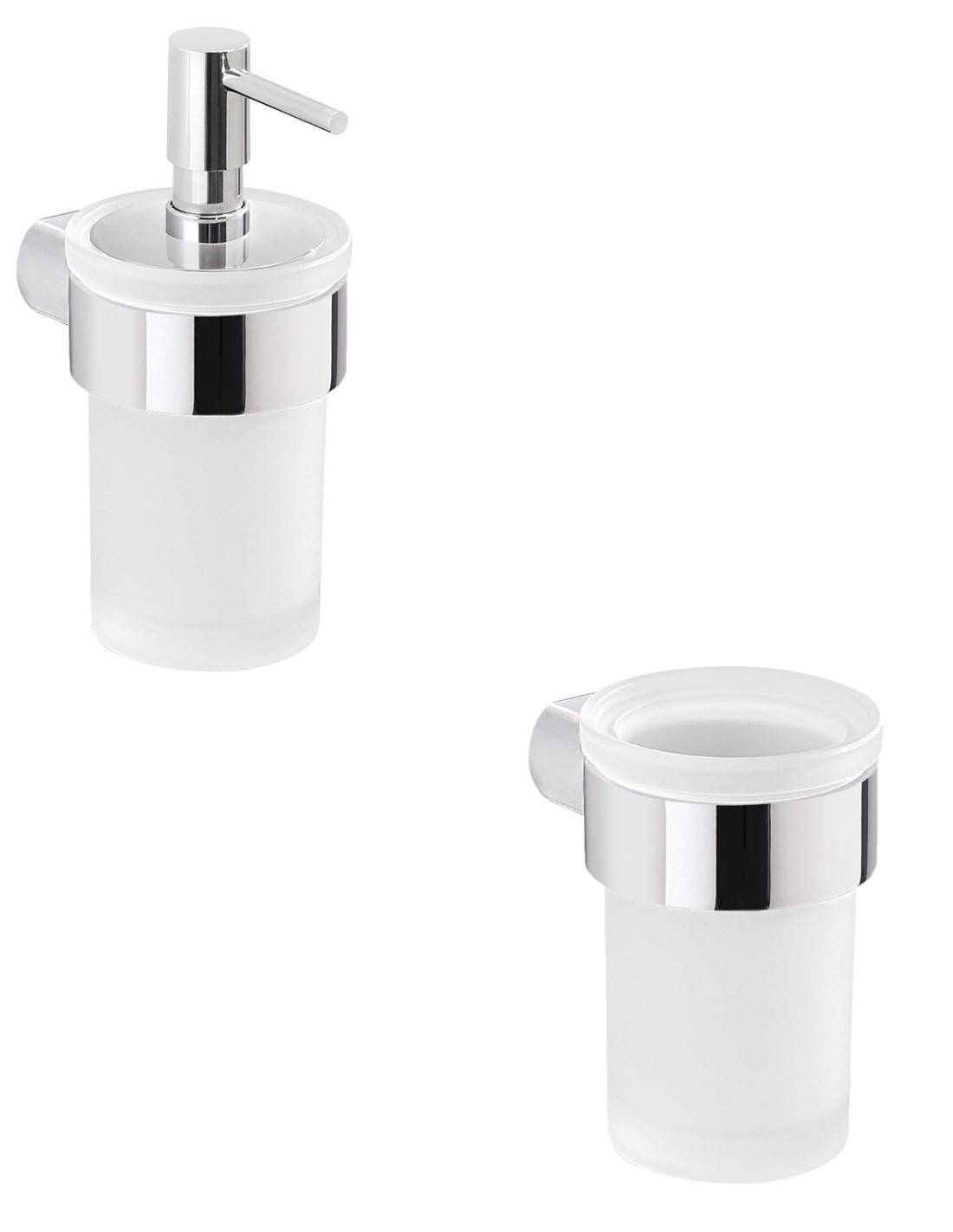Set portaspazzolini e dosasapone da muro Gedy linea Pirenei cromato
