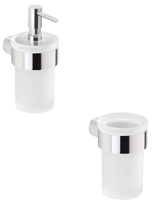 Set portaspazzolini e dosasapone da muro Gedy linea Pirenei cromato