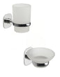 Gedy Teide Chrome Wall Mounted Toothbrush Holder and Soap Dish Set