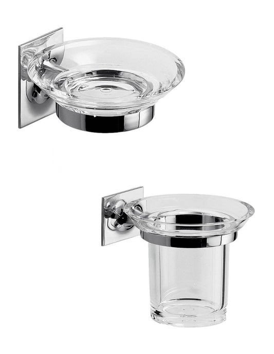 Set portaspazzolini e portasapone da muro Gedy linea Wizard cromato