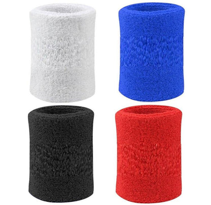 4er Set Schweißbänder, elastisch, aus Frottee, für Tennis/Sport, Fitnessstudio, Armband aus Baumwolle