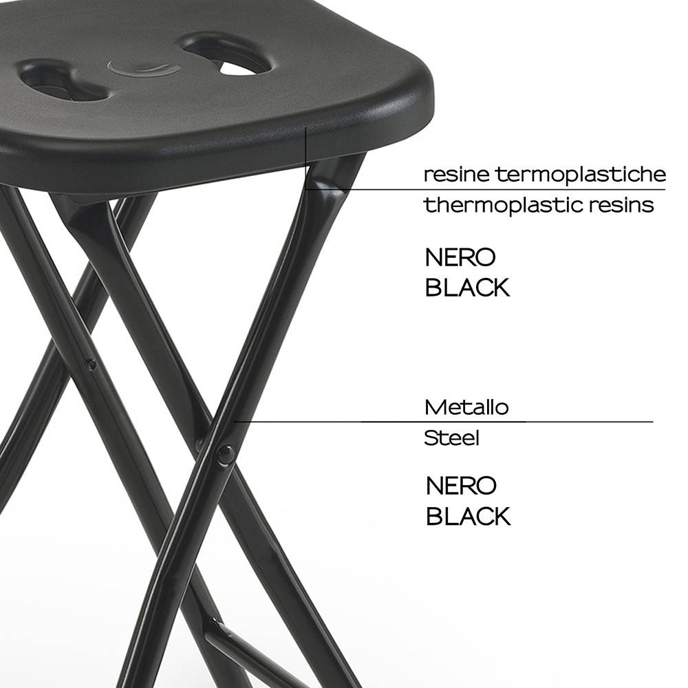 Sgabello da bagno GEDY in acciaio inox richiudibile colore Nero