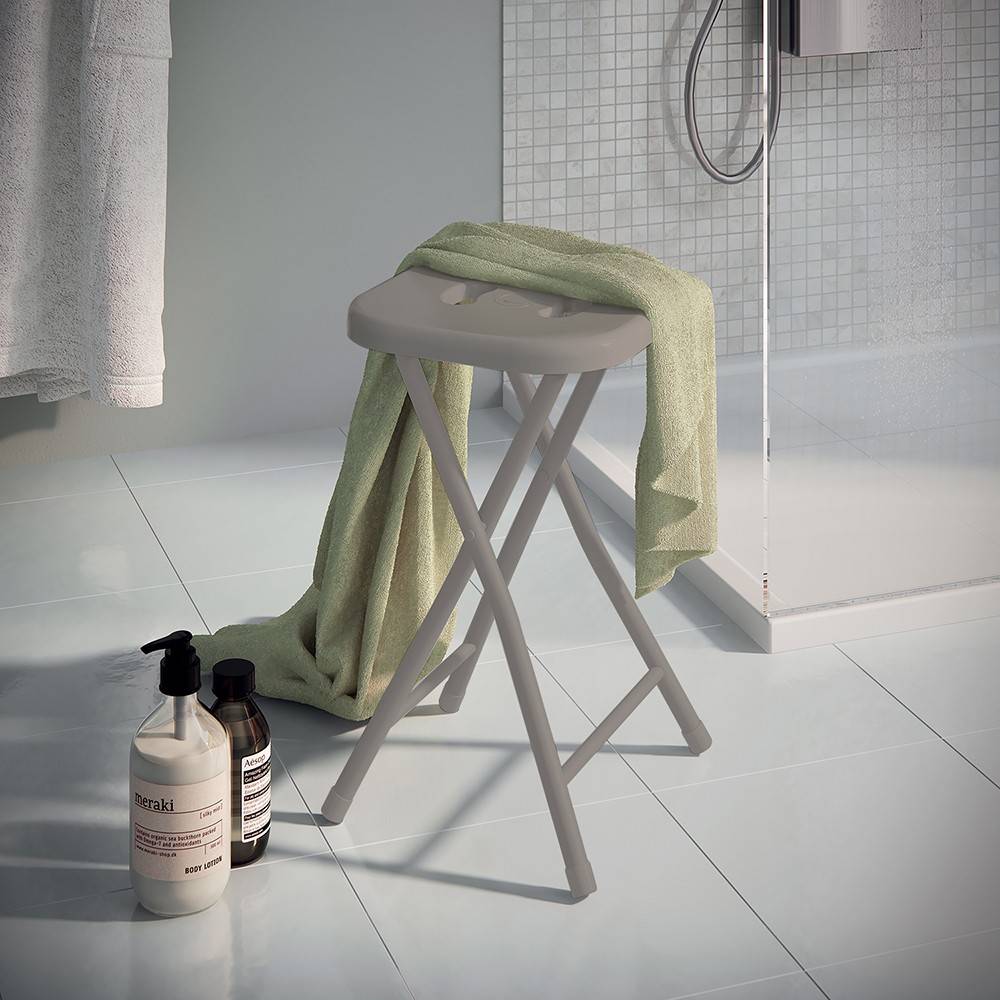 Sgabello da bagno GEDY in acciaio inox richiudibile colore Totora chiaro