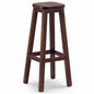 Walnut-stained backless pine wood stool