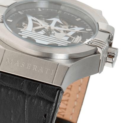 Maserati Uhr R8821108001 Automatik Herren Skelettiert Leder Schwarz 42mm