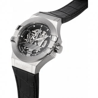 Maserati Uhr R8821108001 Automatik Herren Skelettiert Leder Schwarz 42mm