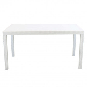 Tavolo Rettangolare Houston con Struttura in Plastica Stile Wicker, 150x90
