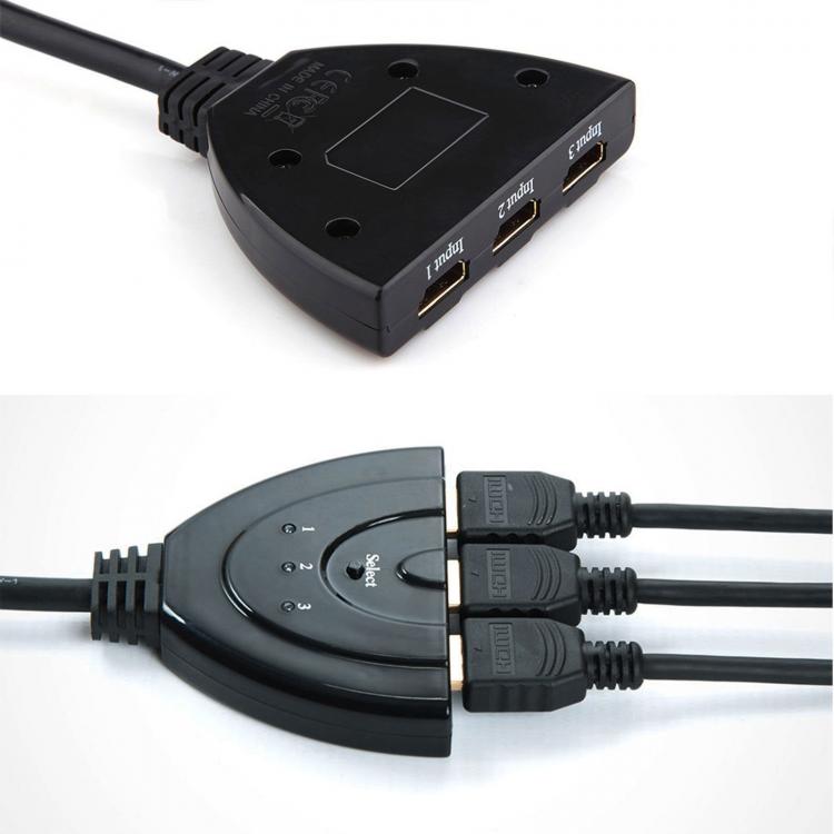 HDMI Switch Kabel 1080p 3 Port Full HD TV Mehrfachsteckdose Splitter Adapter