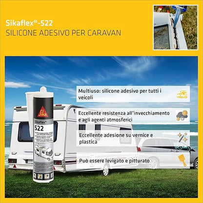 Sika Sigillante STP Caravan e Camper SikaFlex 522 Bianco Nero resistente ad UV e agenti chimici