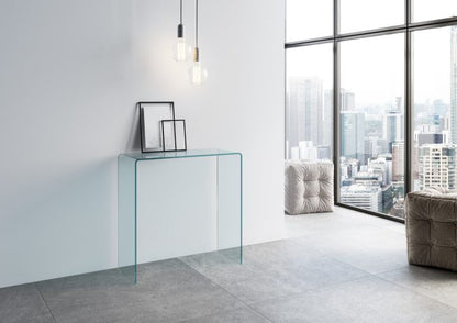 Elegante Konsole aus gebogenem Glas 80x40x80 cm