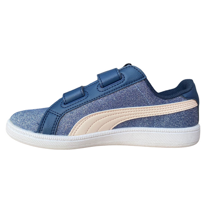 Puma scarpa sneakers da ragazza con strappo Smash glitterata V PS 362956 04 blu