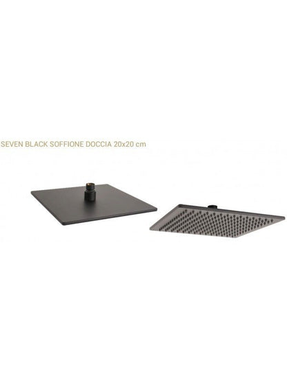 Soffione Doccia Quadrato Nero Opaco  25x25 Mod. Seven metaform
