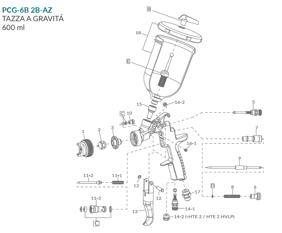 Pistola A Spruzzo Aerografo AZ3 HTE2 AV Anest iwata Air Gunsa Professionale