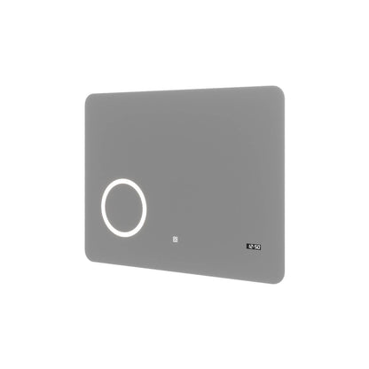 Specchiera touch con lente d' ingrandimento e orologio da cm 80x60