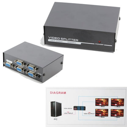 VGA Switch Splitter 4-Porten-Ausgang 200MHz Monitor PC Umschalter LED