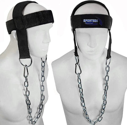 Cintura palestra allenamento collo imbracatura testa - Head Harness con catena metallo