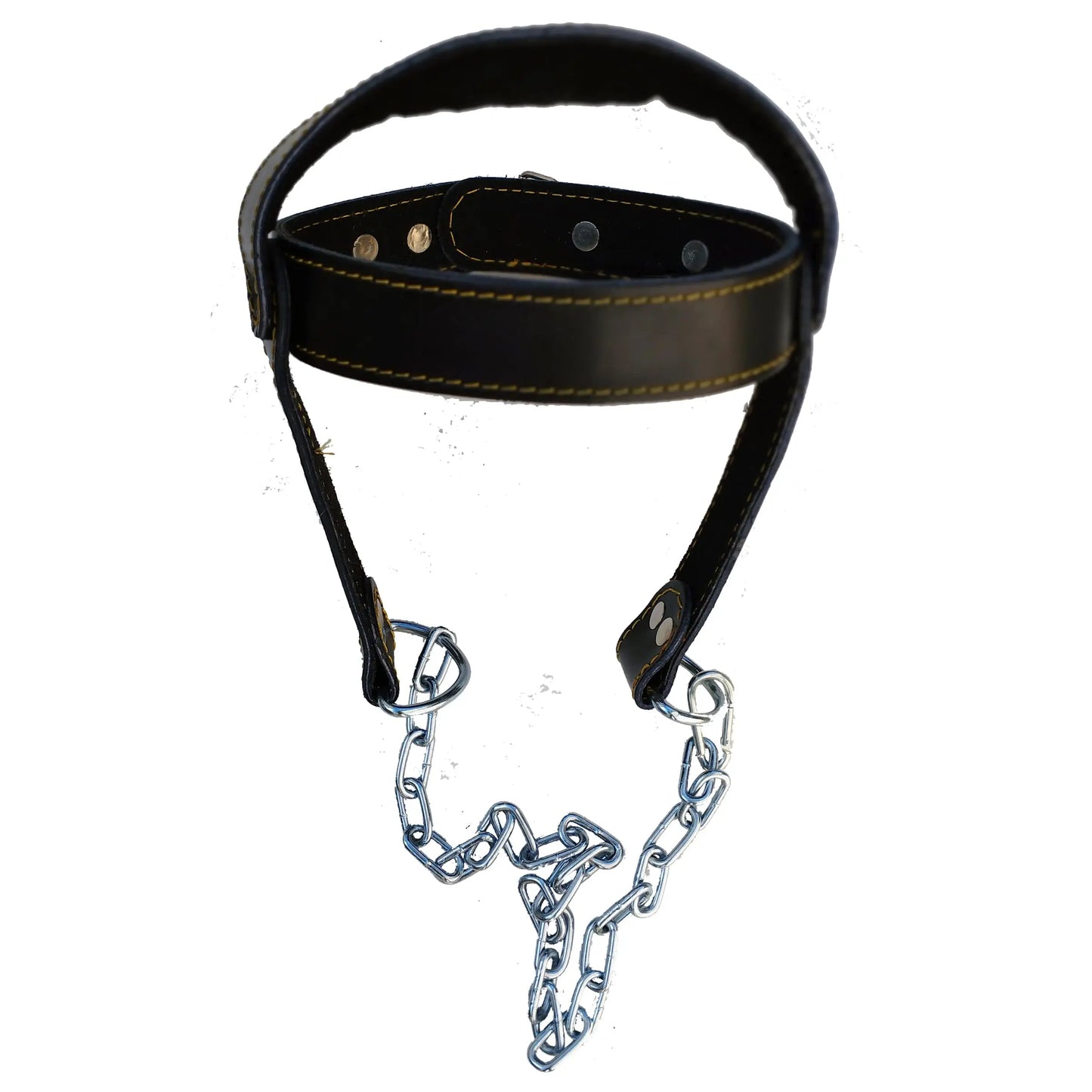 Cintura palestra allenamento collo imbracatura imbottita testa Head Harness in pelle con catena
