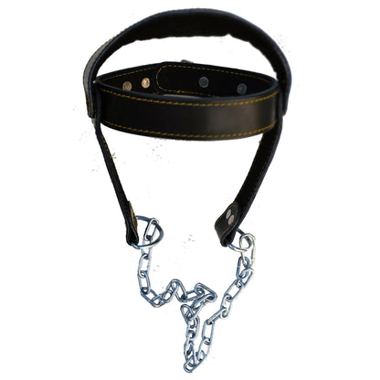 Cintura palestra allenamento collo imbracatura imbottita testa Head Harness in pelle con catena