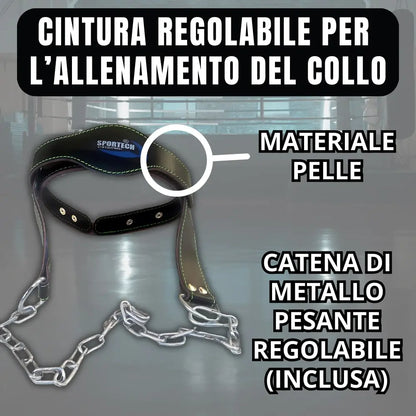 Cintura palestra allenamento collo imbracatura imbottita testa Head Harness in pelle con catena
