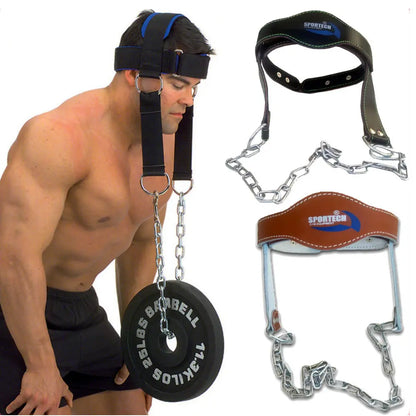 Cintura palestra allenamento collo imbracatura testa - Head Harness con catena metallo