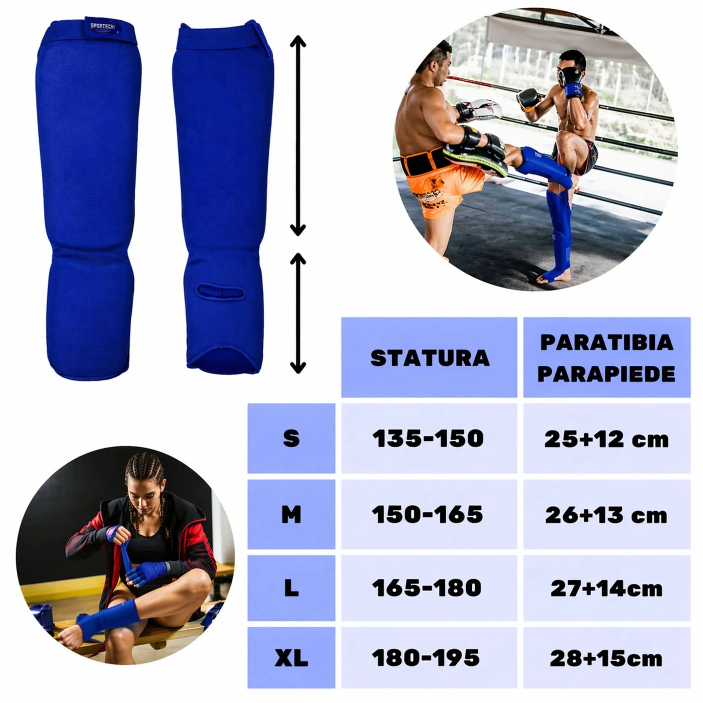 Paratibiapiede imbottito paratibia e parapiede Arti Marziali Muay Thai KickBoxing Karate MMA