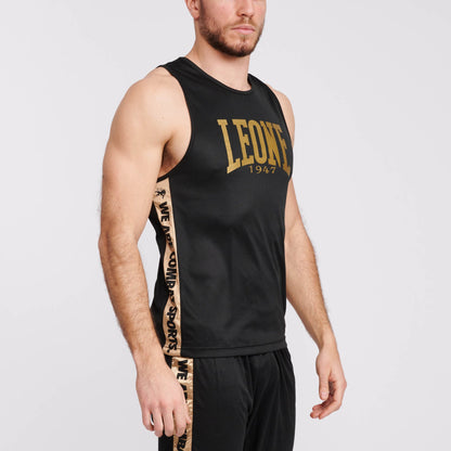 Leone Canotta Boxe DNA Uomo AB228 Nero Oro Logo Dorato