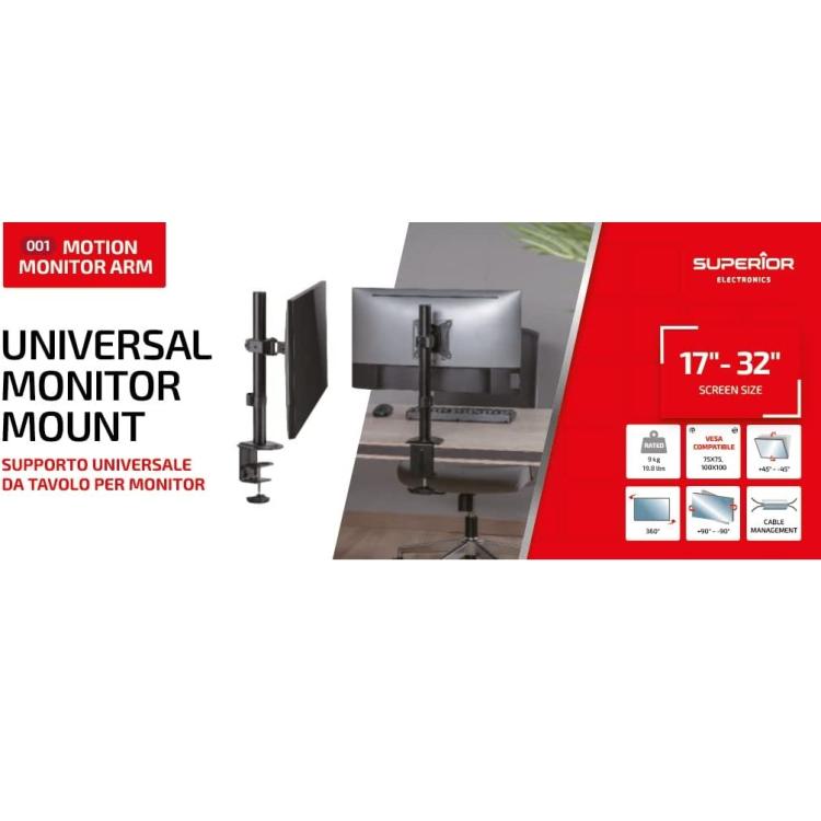 Premium Tischhalterung Monitor Halterung für Einzelmonitor 17" 19" 21" 24" 28" 32"