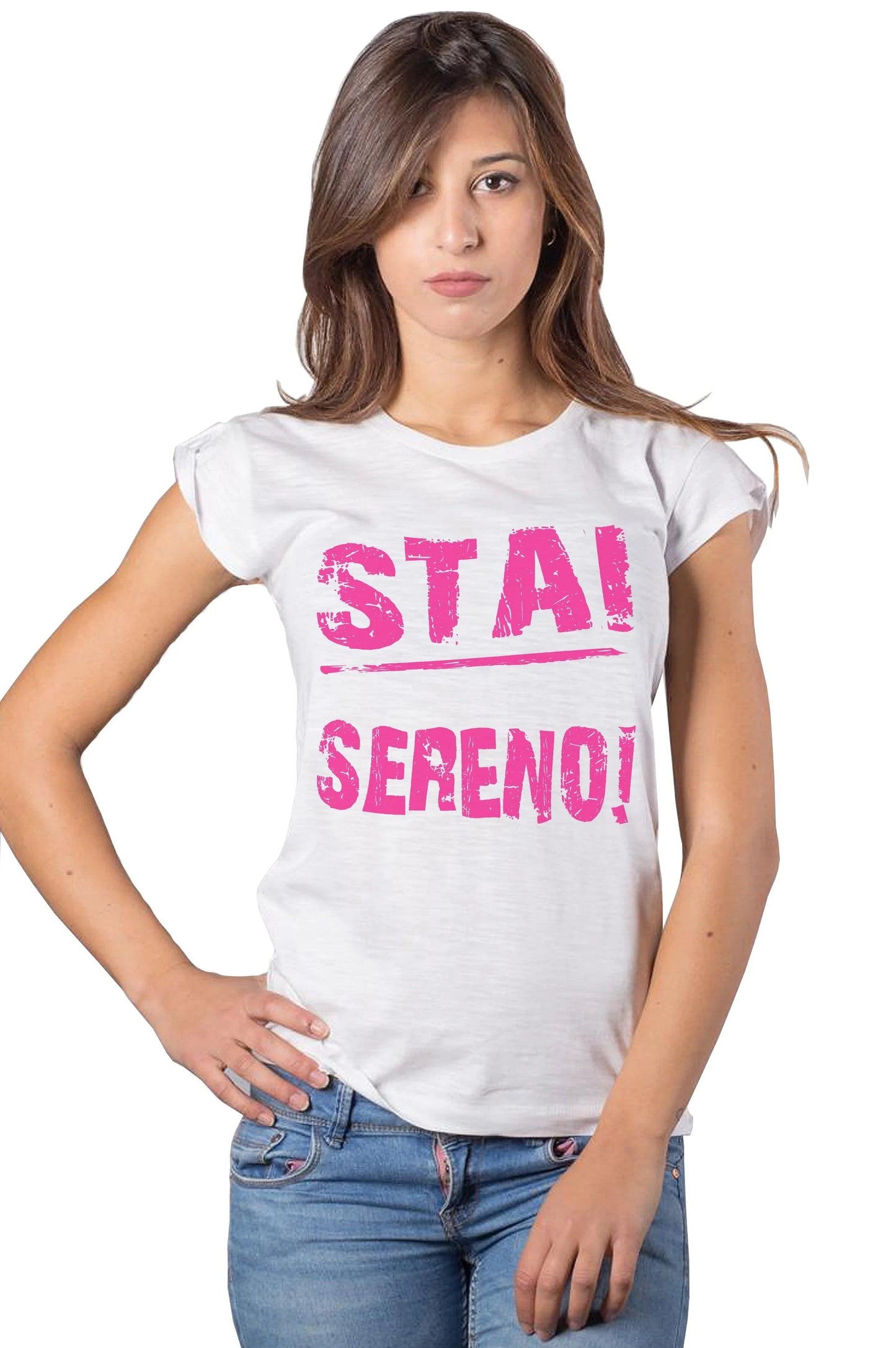 T-shirt Donna Slub "Stai Sereno" 100% Cotone Eco