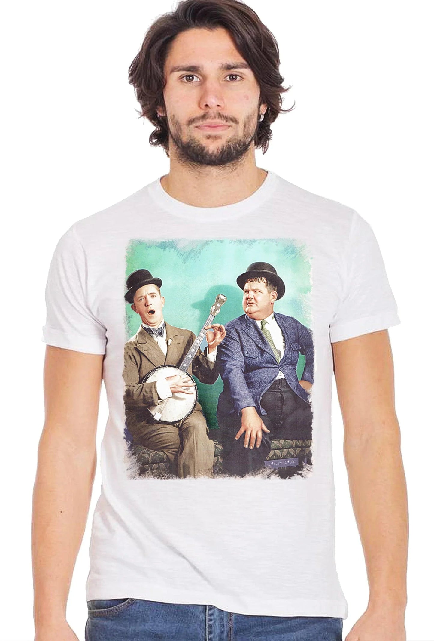 Stanlio e Olio T-shirt Uomo Urban Slub Cotone