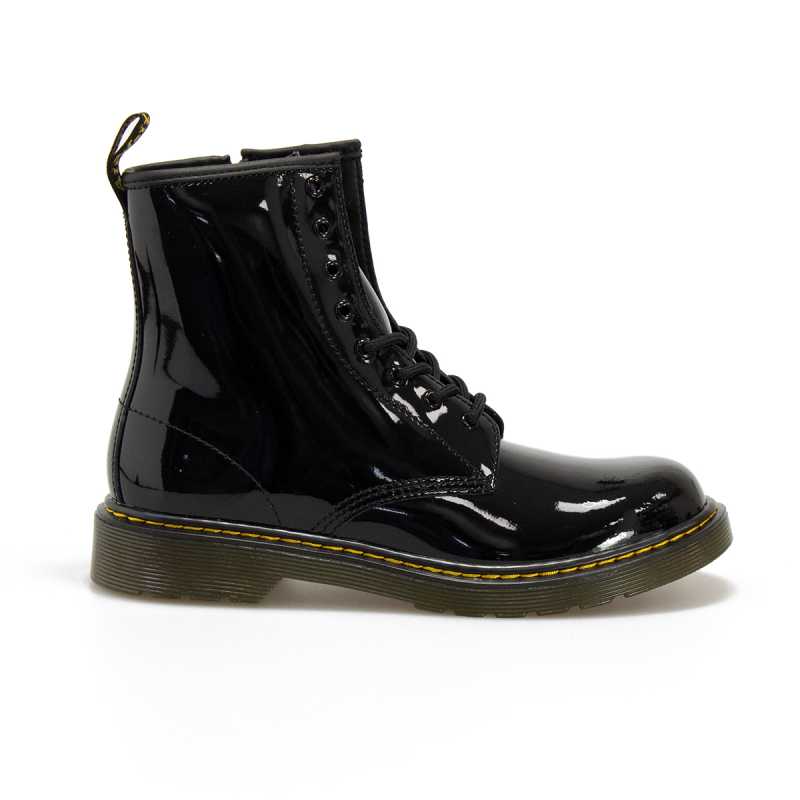 Dr Martens scarpa Anfibio da ragazza in vernice con cerniera laterale 1460 21979001 nero