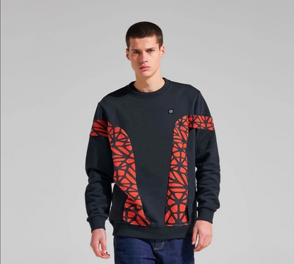Dolly Noire felpa girocollo da adulto Bosco Pattern Crewneck sw019 sw 01 nero