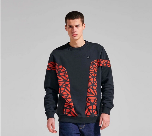 Dolly Noire felpa girocollo da adulto Bosco Pattern Crewneck sw019 sw 01 nero