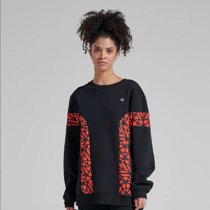 Dolly Noire felpa girocollo da adulto Bosco Pattern Crewneck sw019 sw 01 nero