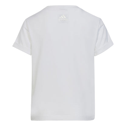 Adidas T-shirt manica corta in cotone da ragazza con nodo laterale HR5818 white