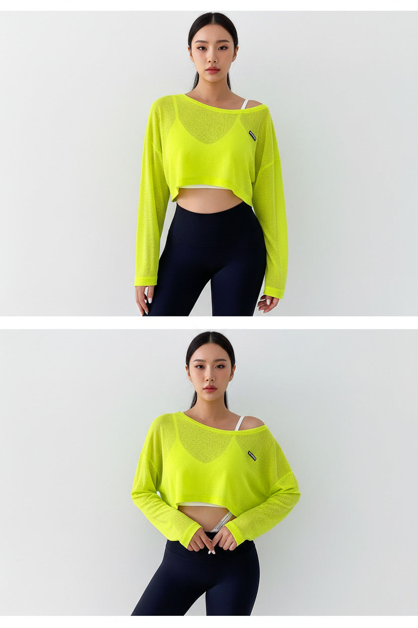 T-Shirt Donna Sportiva Manica Lunga Fitness Traspirante Elasticizzata